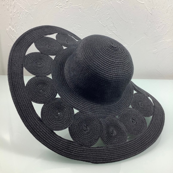 Physician Endorsed Glamour Black Toyo wide brim Sun Hat adjustable SZ OSFM EUC - Picture 10 of 12